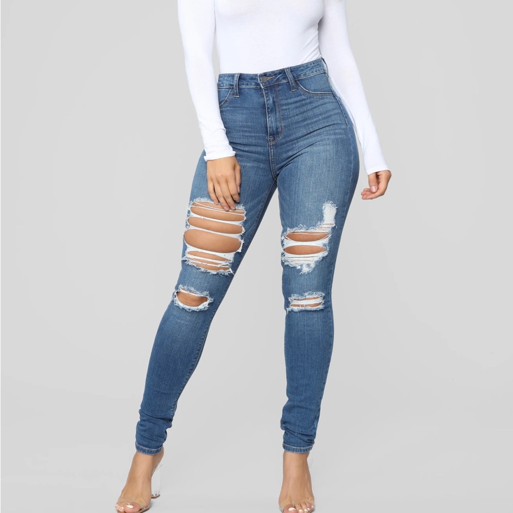 Fashion Nova Main Squeeze High Rise Distressed Jeans